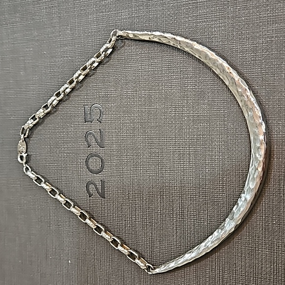 NAPIER VINTAGE SILVER HAMMERED CHOKER‎ NECKLACE Circa 90s - Picture 6 of 7